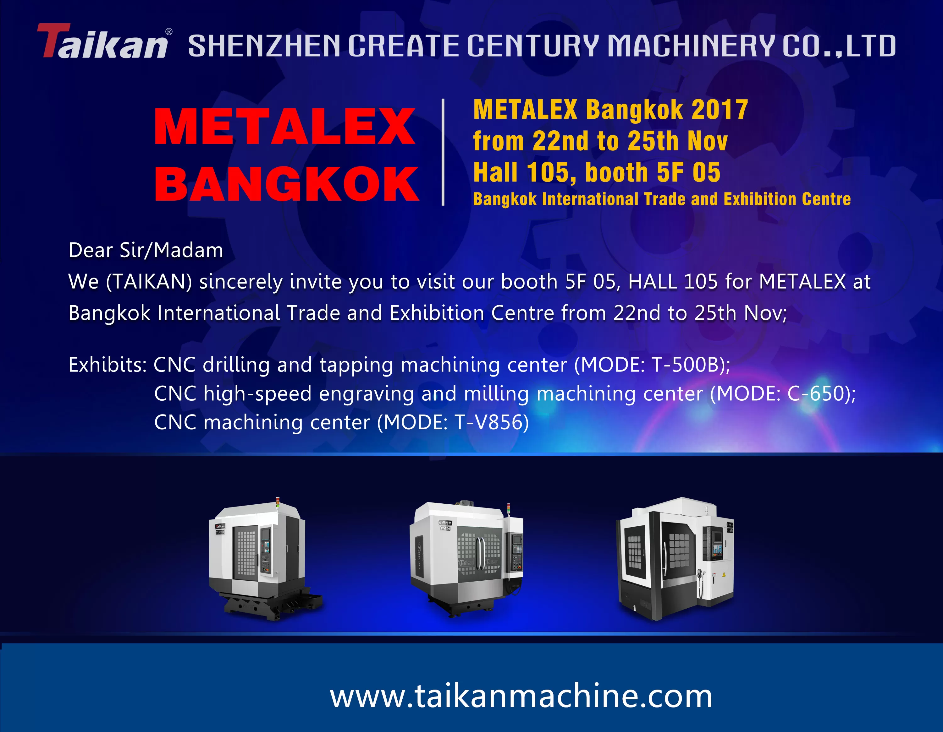 Taikan Bangkok tayland'da METALEX 2017 katılacak